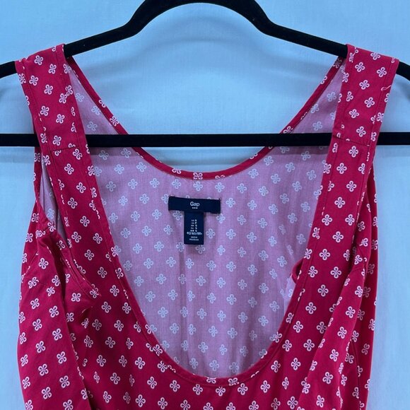 Gap Sleeveless Mini Dress Women S Drawstring Cinch Waist Side Pockets Floral Red - Picture 11 of 11
